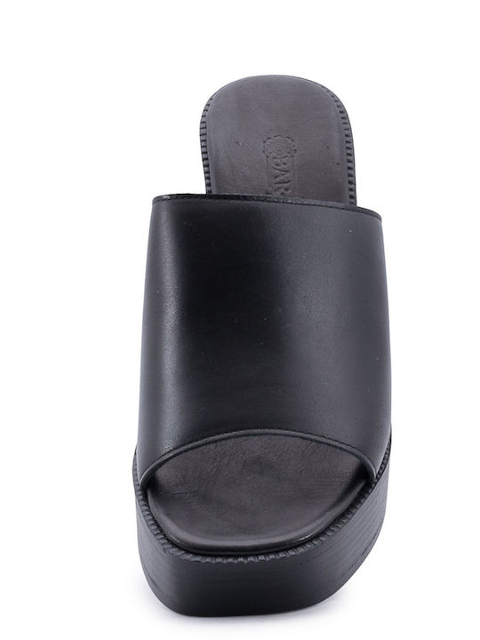 Mules Με Φαρδιά Φάσα Και Φιάπα 305.502-l Μαυρο