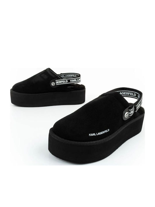Suede Mules with Low Heel in Black Color