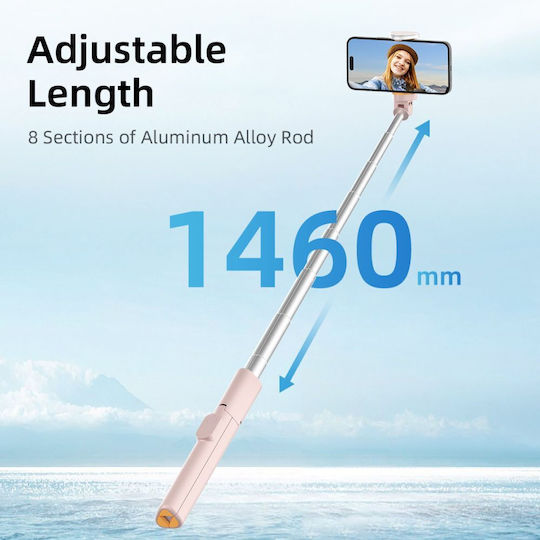 Tech-Protect L09s Selfie-Stick Handy-Stative Bluetooth-Rosa