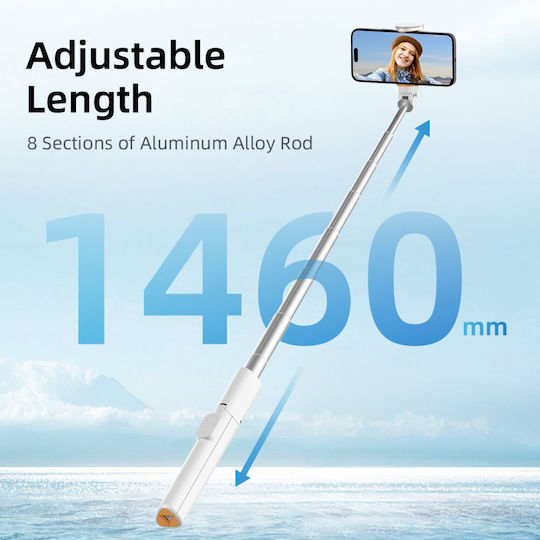 Tech-Protect L09s Selfie Stick Τρίποδο Κινητού Bluetooth Λευκό