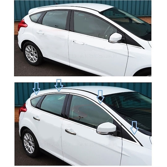 S-dizayn Trim Παραθύρων για Ford Focus 5D 2011 Χρώμιο 8τμχ /SD