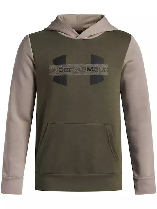 Fleece Kids Sweatshirt with Hood and Pockets Khaki Rival