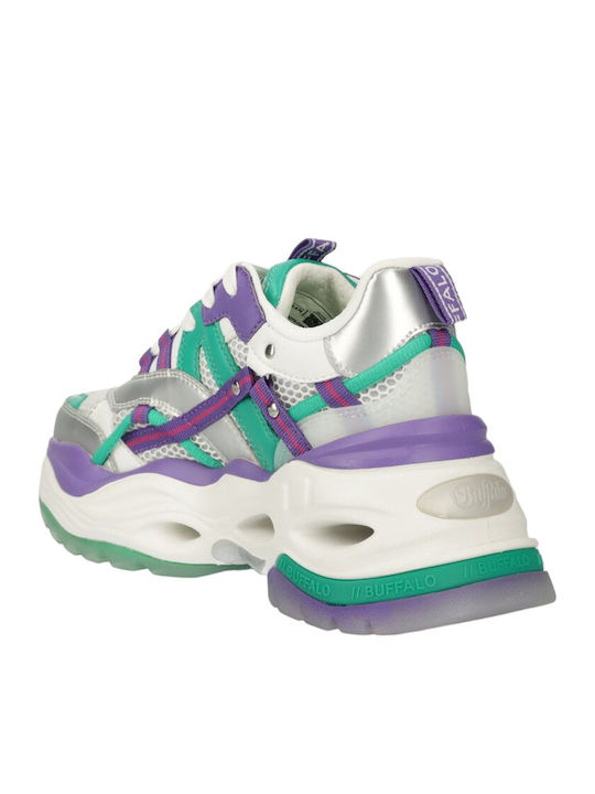 Chunky Sneakers Silver / Green / Purple