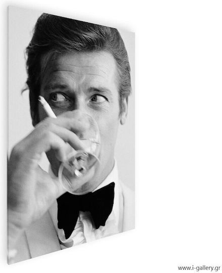 Canvas Painting Roger Moore Drinking 20x30 Cm