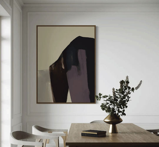 Πίνακας Ζωγραφικής Καμβά Beige Blue World 90x130 Cm