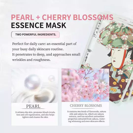 Perlen & Kirschblüten Gesichtsmasken 1 Stück