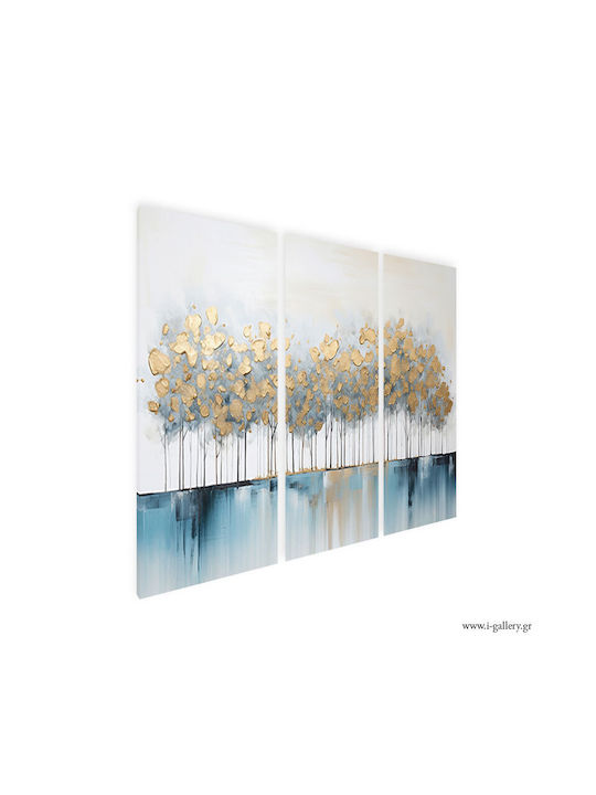 Πίνακας Καμβά Abstract Gold Forest Τρίπτυχος Τρίπτυχο 100x70 Cm 3τμχ 33x70cm