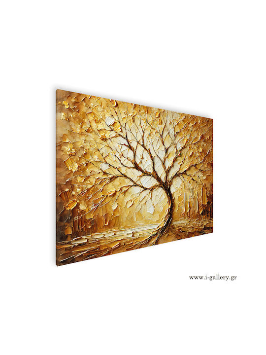 Πίνακας Ζωγραφικής Καμβά Gold Tree Brushes Abstract 150x100 Cm