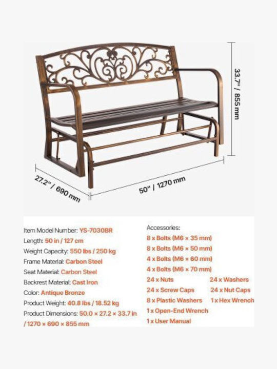 Outdoor-Sofa & Bank Metallisch Bronze 127x69x85cm