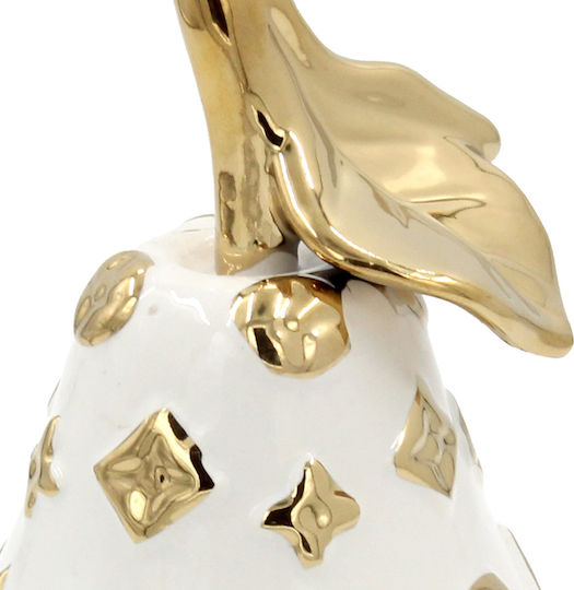 Decorative Ceramic Pear Φ11x19 In White Gold Keskor 78756