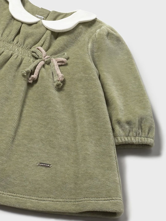 Kinderkleid Langärmelig Samt Grün