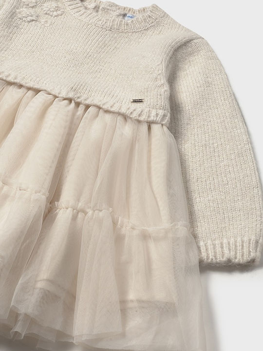 Children's Dress Long Sleeve Knitted Ecru