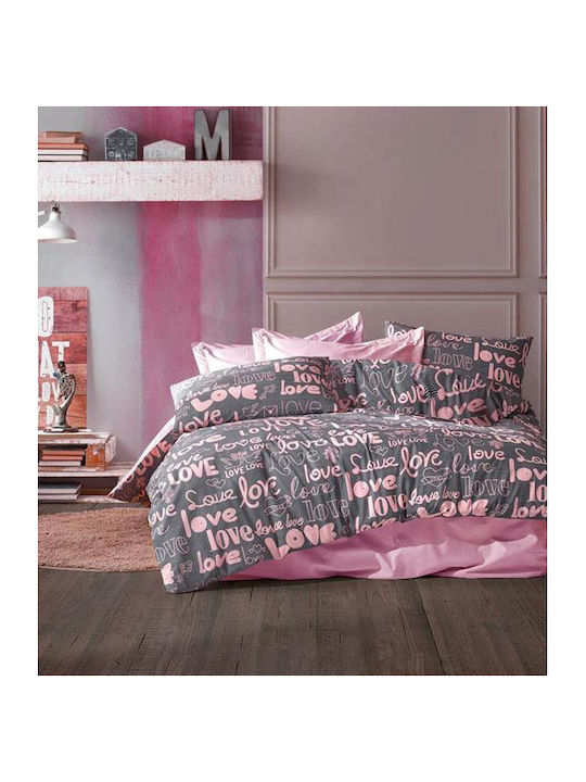 Dimcol Αγάπη Σετ Σεντόνια Μονά 160x240εκ. 299 Grey / Lila (3τμχ)
