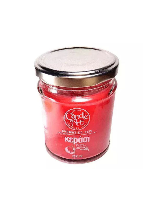 Candle n'Art Scented Candle Jar with Scent With Cherry Essential Oils Red 212gr 1pcs
