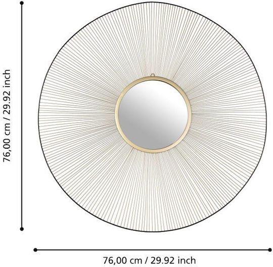 Eglo Wandspiegel mit Gelbem Metallrahmen Durchmesser 76cm