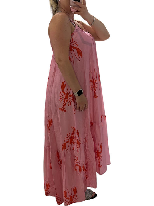 Sommer Maxi Damenkleid mit Rüschen Rosa
