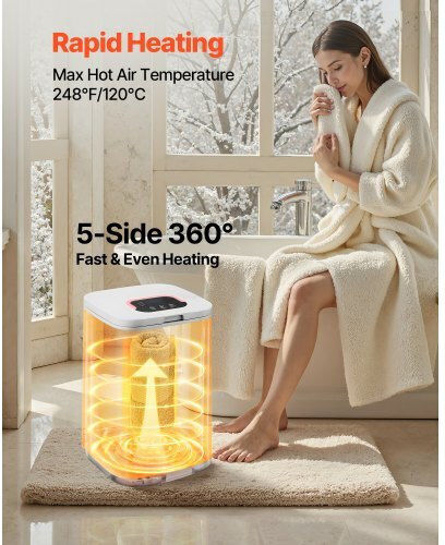 Vevor Towel Warmer Bucket 20l Led Display Safety Lock White Mjjrths20llekcn4i001v2