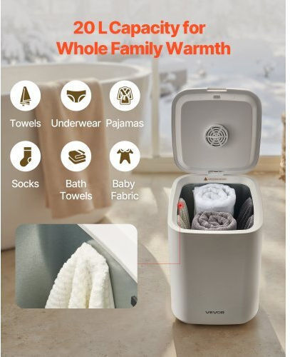 Vevor Towel Warmer Bucket 20l Led Display Safety Lock White Mjjrths20llekcn4i001v2