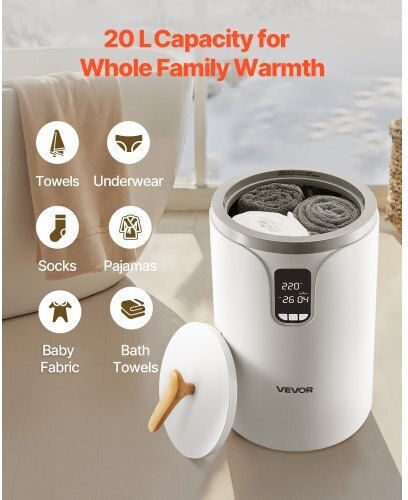 Vevor Towel Warmer Bucket LED Display Timer & Adjustable Temperature Mjjrtbs20llefh7pj001v2