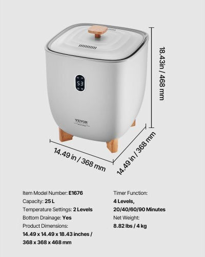 Vevor Gray Towel Warmer Bucket 25l Timer & LED Temperature Display Mjjrths25lle9ugvt001v2