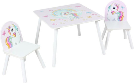 Set Mese Pentru Copii cu Scaune pentru Vopsire Alb U-Grow