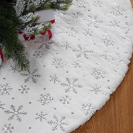 Christmas Tree Skirt Fabric White with Furry Texture D80cm.