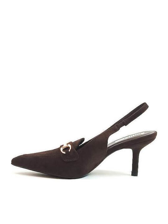 Brown Heels Slingback Buckle