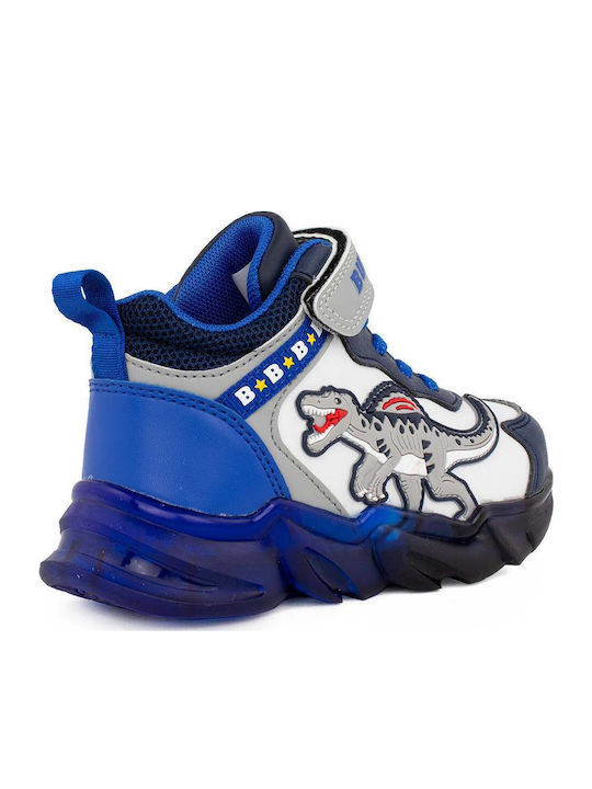 Kids Sneakers High with Scratch & Lights Blue