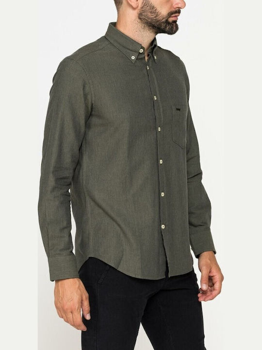 Cu mânecă lungă Flanel Cămașă Olive