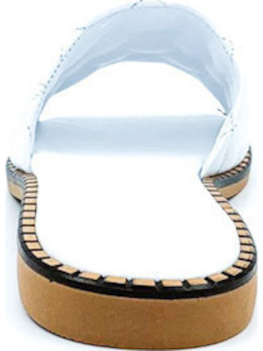Leder Flache Sandalen für Damen Anatomisch in Weiß Farbe