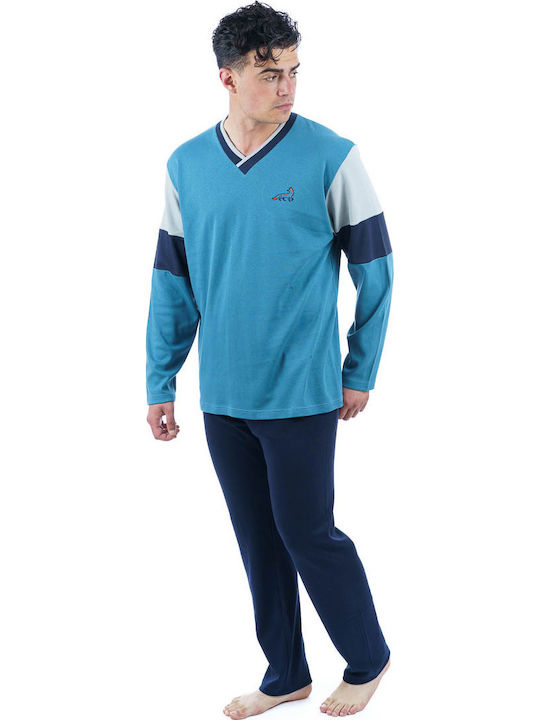 Dustin Men's Winter Pajamas Set Petrol Blue