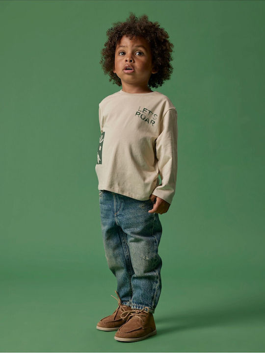 Kids' Shirt Long Sleeve Beige Let' S Roar