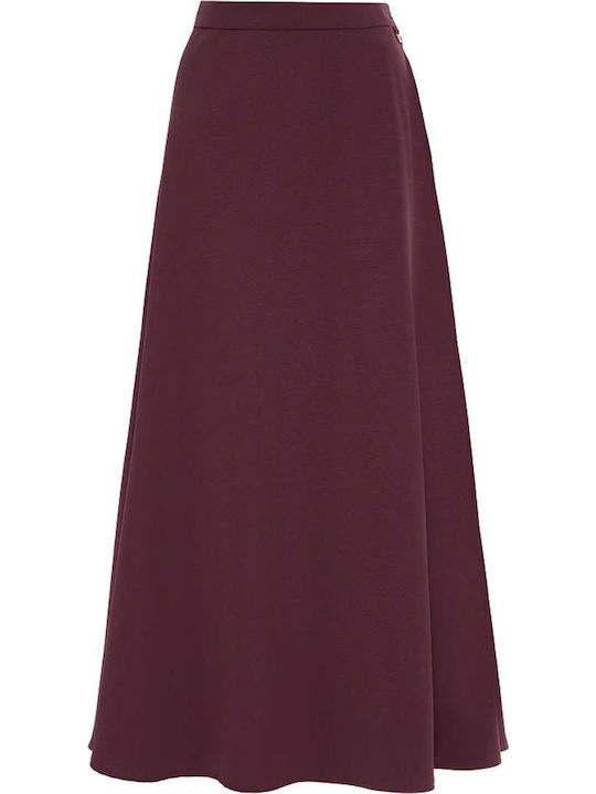 High-waisted Midi Skirt Burgundy