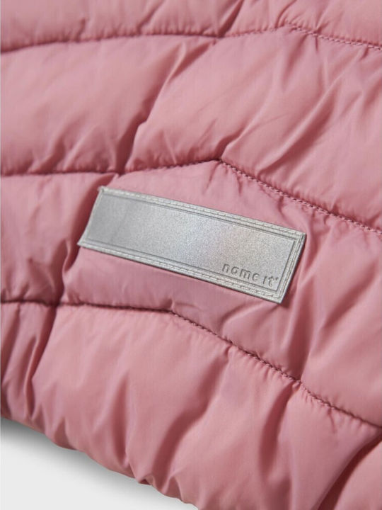 Down Jacket Kids Quilted Long Coat with Lining & Hood Pink