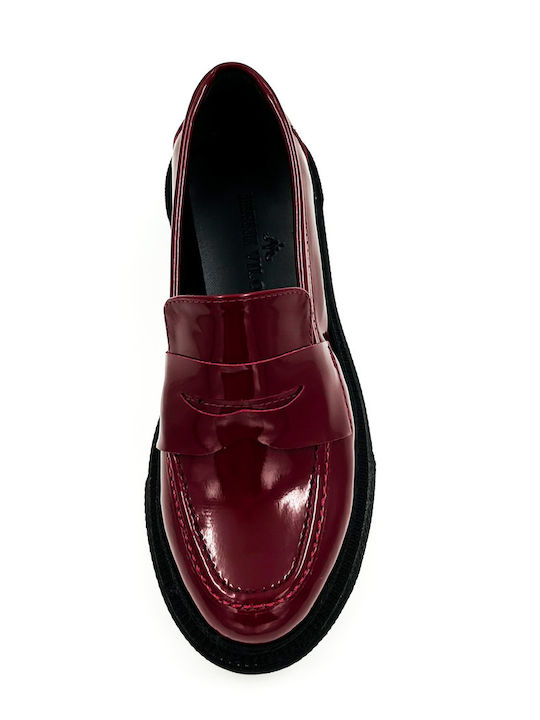 Лачени Дамски Loafers в Бордо Цвят
