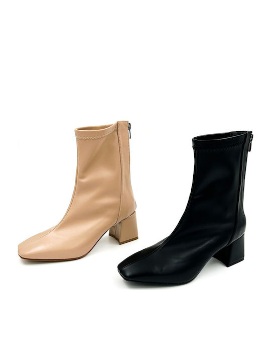 Leder Stiefeletten Damen Schwarz