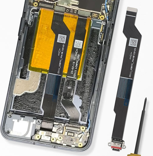 Relife Съвместим Usb-c Заряден Конектор Nothing Phone 2 Дълъг Гъвкав Кабел Черно Сребрист