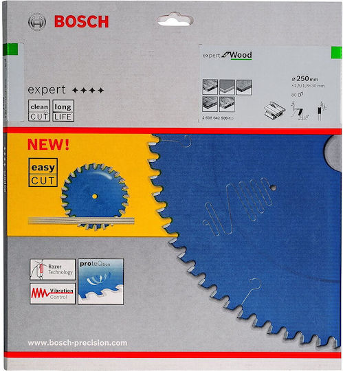 Disc Circular de Tăiere pentru Lemn 250 x 30 x 2.5 mm 80 Dinți
