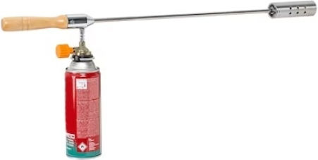 Arzător de Iarbă pentru Grădină 64 Cm Lungime Mâner din Lemn Tijă Metalică Argintie