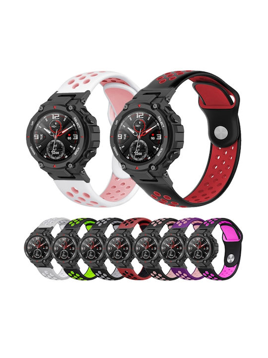 Amazfit T-rex 2 Două Găuri Colorate Cataramă Inversă din Silicon Negru Verde Amazfit T-rex 2 Două Găuri Colorate Cataramă Inversă din Silicon Negru Verde