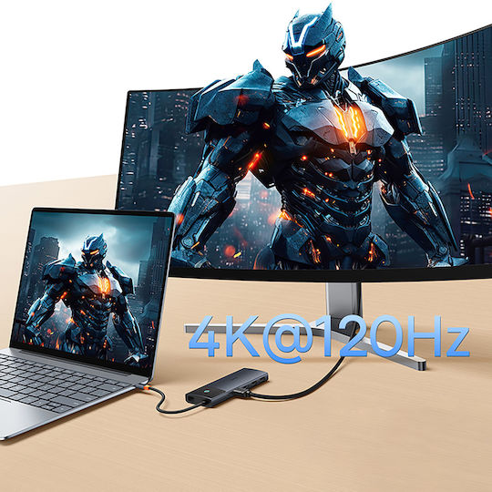 Baseus Metal Gleam II USB-A / USB-C Docking Station με 4K PD Ethernet Γκρι