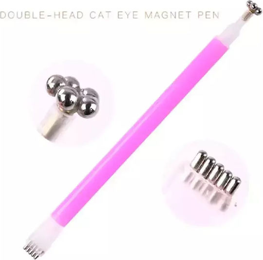 Wd Double Head Pattern Magnet Pen Double-Sided Magnet Nail Polishes Cat Eye Effect Pink