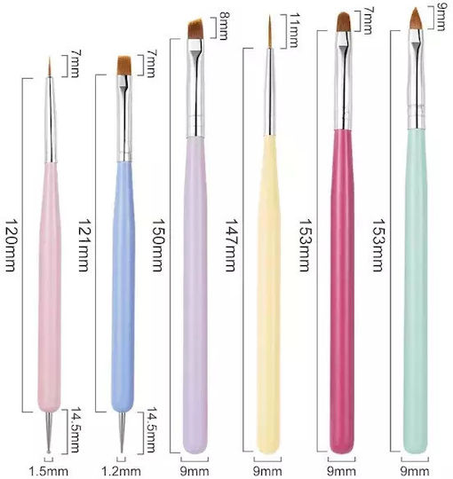 C&g Nail Art Brush Set Acrygel & Dotting Tools 6pcs