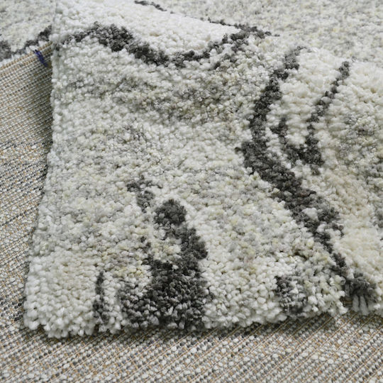 Saray Home Moroccan Abstract Χαλί Ορθογώνιο Shaggy Ιβουάρ / Γκρι 160x230cm