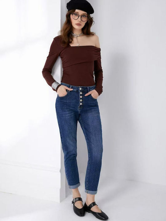 High Waist Women's Jean Trousers in Mom Fit