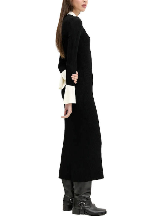Sharry Midi Dress Long Sleeve Black