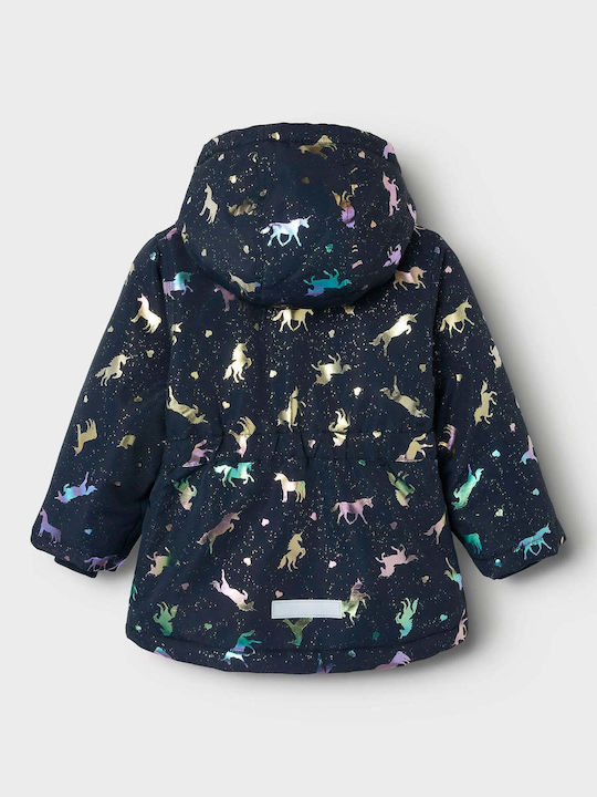 Kids Casual Long Jacket with Hood Blue