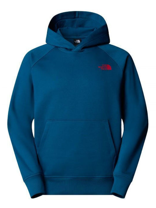 Raglan Box Sweatshirt With Hood Mineral Ink Tnf Red