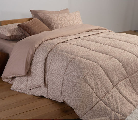 Nef-Nef Homeware Пухено Куинсайз с Пълнеж Microfiber 220x240бр Orion Бежов 330 г/м²Gsm