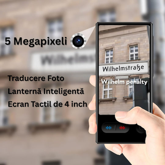 Smart Translator Ecran 4 Inch 5mp Wifi Bluetooth Ai Chatgpt Traducere Vocală În 148 De Limbi Online 19 Offline Traducere Foto Flash Ecran Tactil Carcasă Inclusă Negru